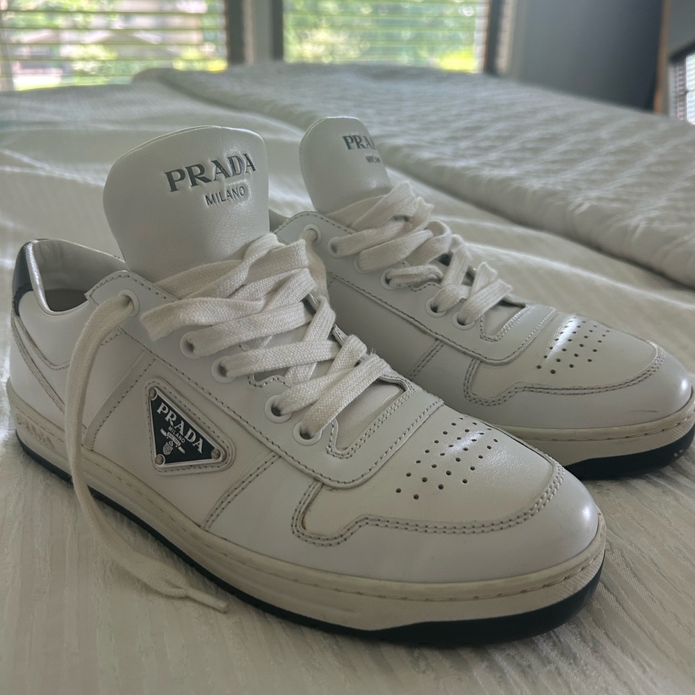 Authentic Prada White Leather Sneakers